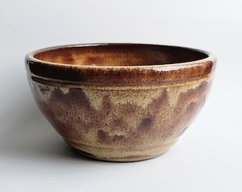 Tazón de cerámica para cereales y fideos hecho a mano (moca y crema - PP28)