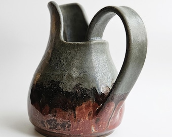 Jarra de cerámica decorativa hecha a mano (cobre antiguo y piedra - PP83)