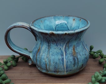 Hand-Made Ceramic Mug (Denim Drips - M19)