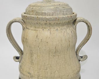 Jarrón de cerámica hecho a mano / Jarrón con tapa y asas (Yue Blellow)