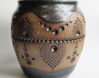 Jarrón decorativo de cerámica hecho a mano (Polvo cósmico - OO75)