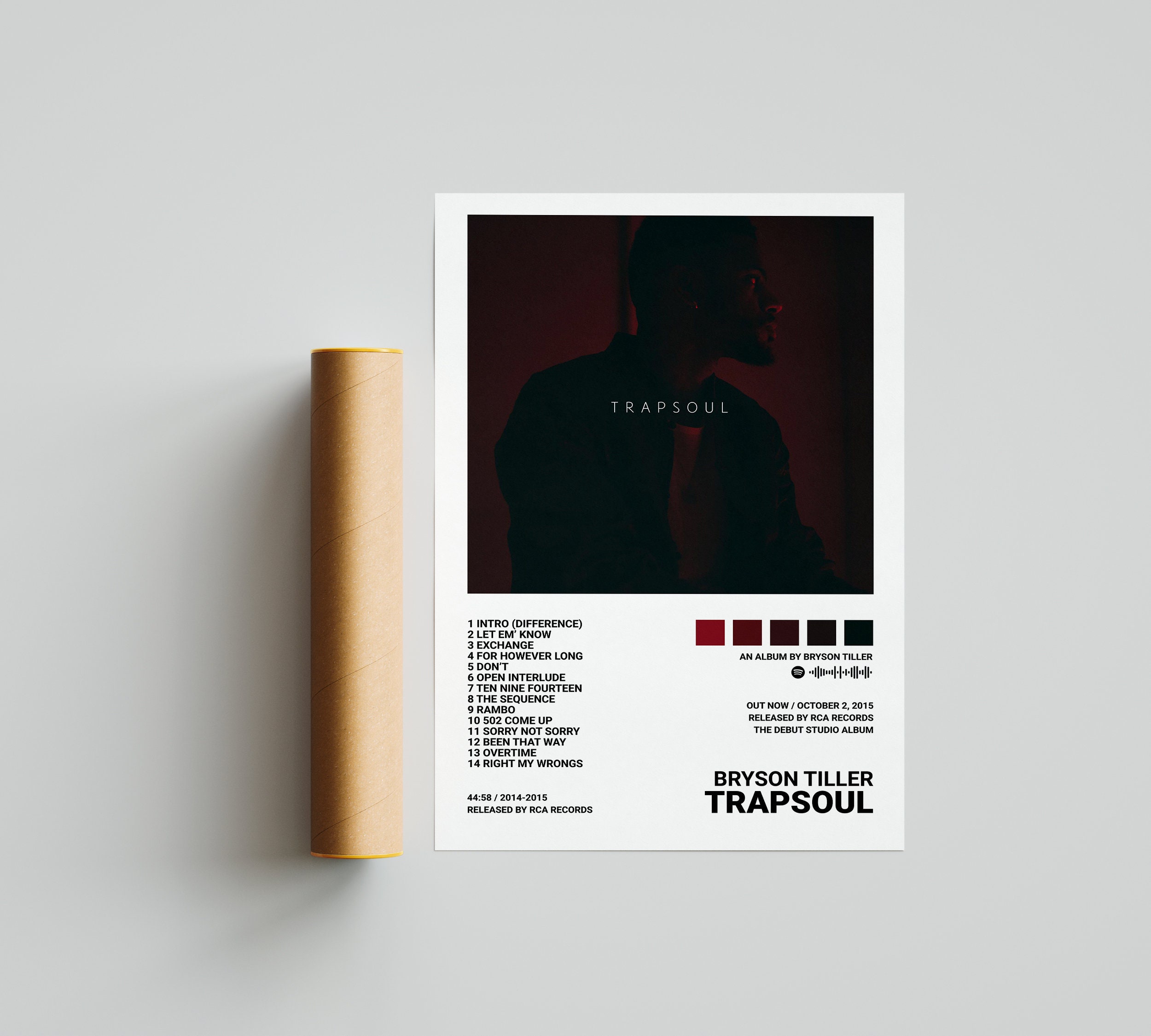 Bryson Tiller Posters / Trapsoul Poster Tracklist Album Cover Etsy UK