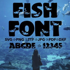 Fish Font SVG, Fishing Font PNG, Fishes Font For Canva, Fish Alphapack svg, png, ttf, dxf, jpg, pdf Fish Letters Sublimation, Fish Cricut