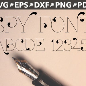 Spy Font SVG - Secret Agent Font Cricut File - Secret Agent Letters - Mystery Numbers - svg, png, eps, dxf, pdf Secret Agent Silhouettes