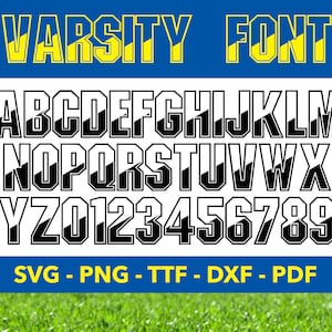 Varsity Font SVG - Varsity Alphabet - Sports Font - School Font ttf, dxf, pdf, png - Varsity Silhouette - Cricut - Varsity Digital Cut File