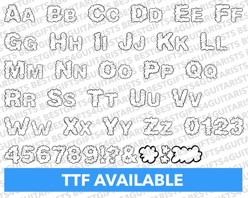 Cloud Font SVG, Cloud Font for Cricut, Cloud Font SVG, PNG, Jpg, Ttf ...