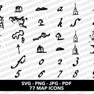 Map Icons SVG, Map Icons For Cricut, Map Logo SVG, PNG, jpg, pdf Map Bundle, Map Icons, Map Icon For Canva, Map Symbol, Pirate Map Icons