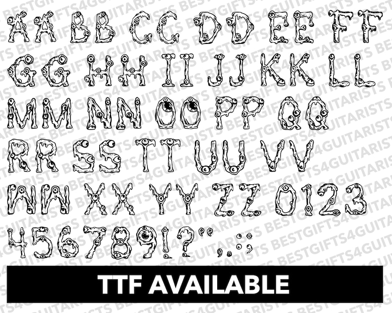 Horror Eye Font SVG, Creepy Eye Alphabet Svg, Png, Jpg, Ttf, Dxf, Pdf ...