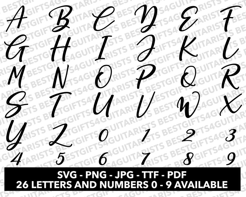 Calligraphy Card Font SVG, Calligraphy Letters, Wedding Numbers ...