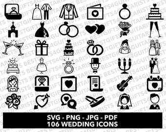 Wedding Icons SVG, Marriage Icons For Cricut, Wedding Logo SVG, PNG, jpg, pdf Wedding Bundle, Couple Icons, Wedding Icon For Canva, Wedding