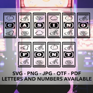 Casino Font SVG, Casino Font For Cricut, Casino Font SVG, PNG, jpg, otf, pdf Casino Font For Canva, Gambling Font, Slots Font, Casino Number