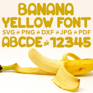 Banana Yellow Font SVG - Banana Yellow Alphapack - Yellow Font Clip Art - Yellow Numbers - svg, png, dxf, jpg, pdf Yellow Letter Sublimation