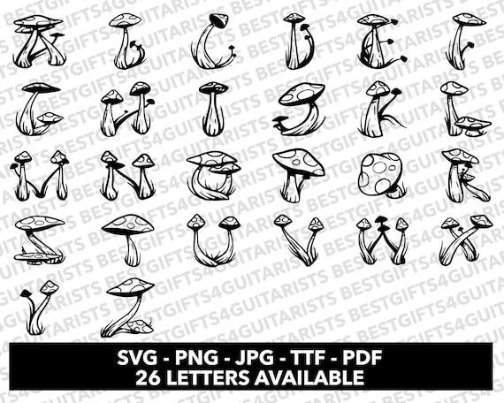 Mushroom Font SVG, Mushroom Font for Cricut, Plant Font SVG