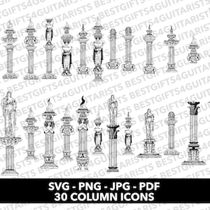 Column Icons SVG, Greek Symbols SVG, Columns svg, png, jpg, pdf Greek Bundle, Mega Bundle, Greek Icons For Cricut, Roman Icons For Canva
