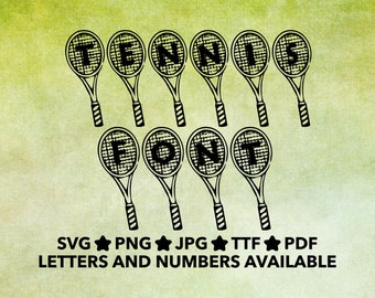 Tennis Font SVG, Tennis Font For Cricut, Sports Font SVG, PNG, jpg, ttf, pdf Tennis Font For Canva, Tennis Alphabet, Tennis Racket Font