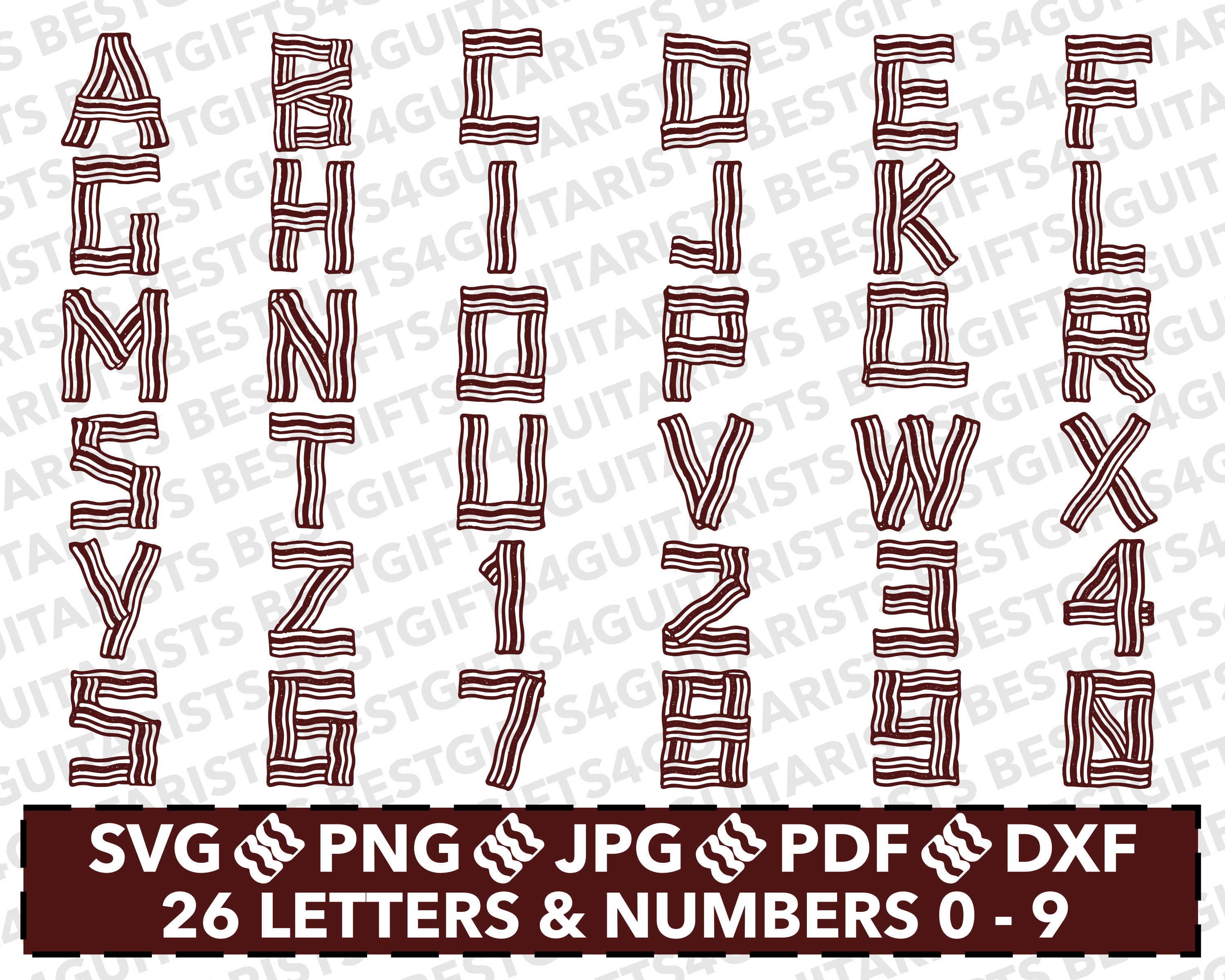 Bacon Font SVG, Bacon Alphapack, Bacon Letters, Bacon Numbers Svg, Png