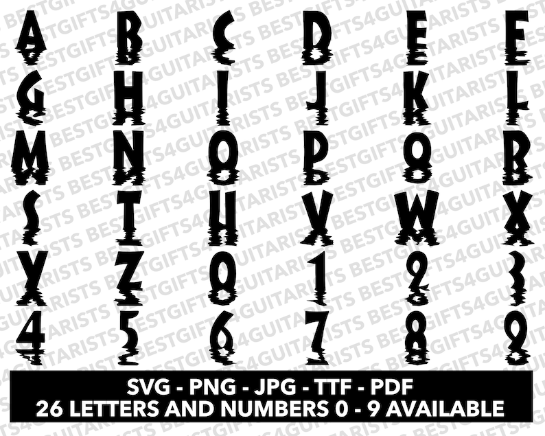 Water Font SVG, Water Reflection Font, Water Numbers SVG, PNG, Jpg, Ttf ...