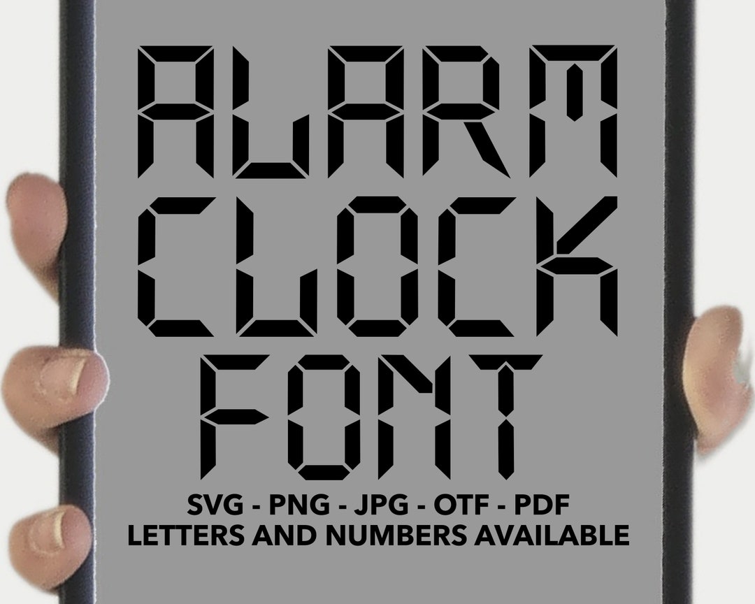 Alarm Clock Font SVG, Alarm Clock Font for Cricut, Digital Alarm Clock