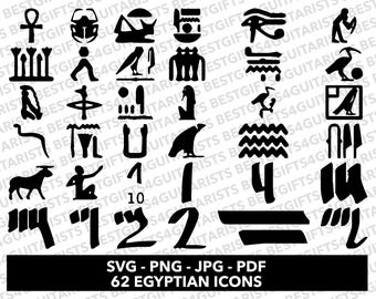 Egyptian Icons SVG, Egypt Icons For Cricut, Hieroglyph Logo SVG, PNG, jpg, pdf Hieroglyphs Bundle, Ancient Icons, Egypt Icon For Canva