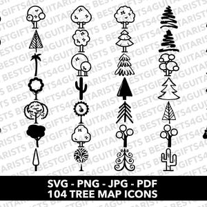 Tree Icons SVG, Tree Map Icons For Cricut, Map Logo SVG, PNG, jpg, pdf Map Bundle, Map Icons, Map Icon For Canva, Map Symbol, Tree Map Icons