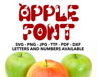 APPLE Font SVG, Digital Download, Alphabet SVG, Back to School