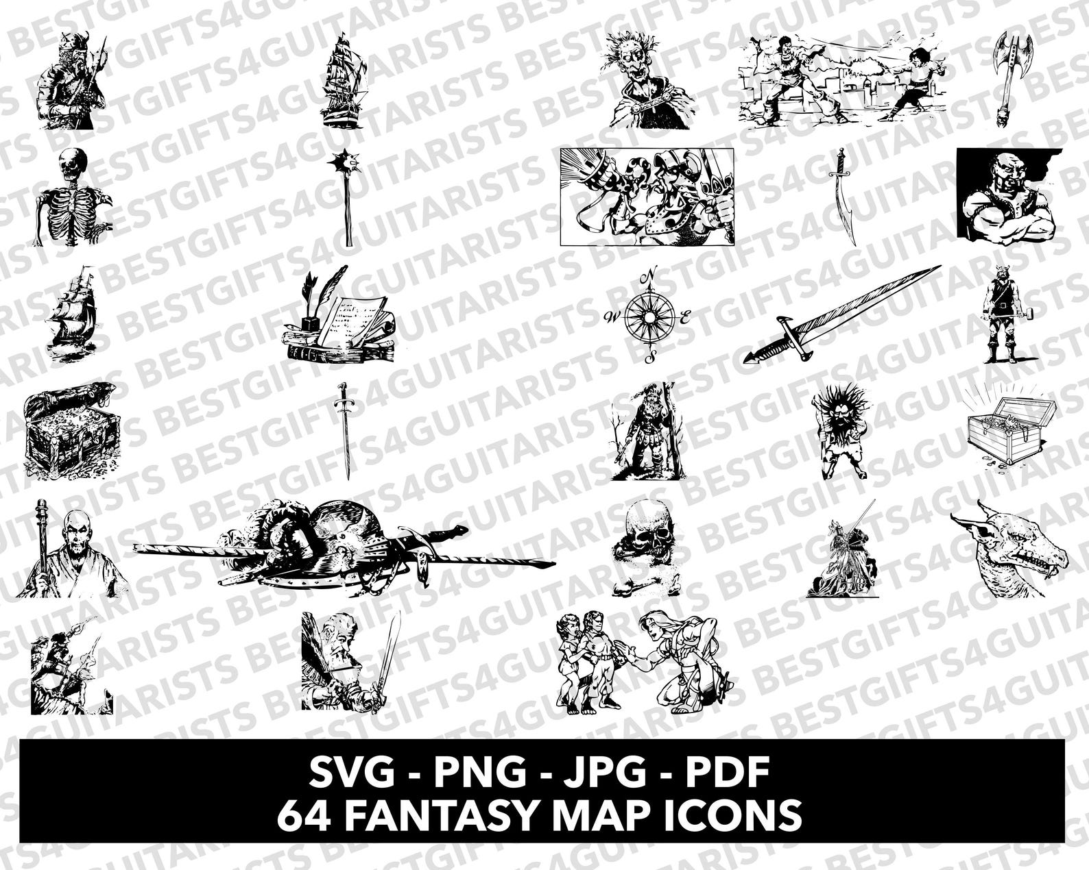 Fantasy Map Icons SVG, Map Icons for Cricut, Map Logo SVG, PNG, Jpg ...