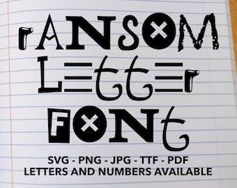 Instant TTF Ransom Letter Font SVG, Ransom Font For Cricut, Ransom Font SVG, png, jpg, ttf, pdf Ransom Number, Ransom Font For Canva, Ransom