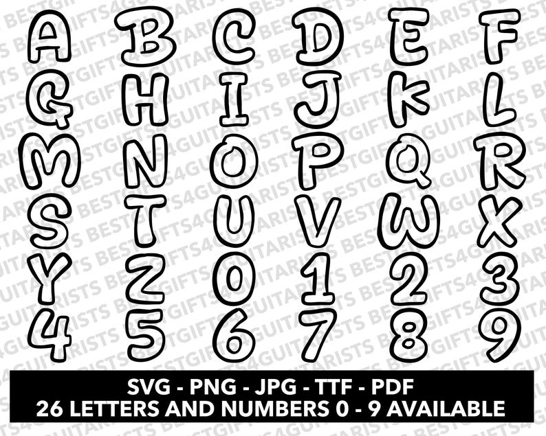 Round Outline Font SVG, Round Font for Canva, Round Font SVG, PNG, Jpg ...