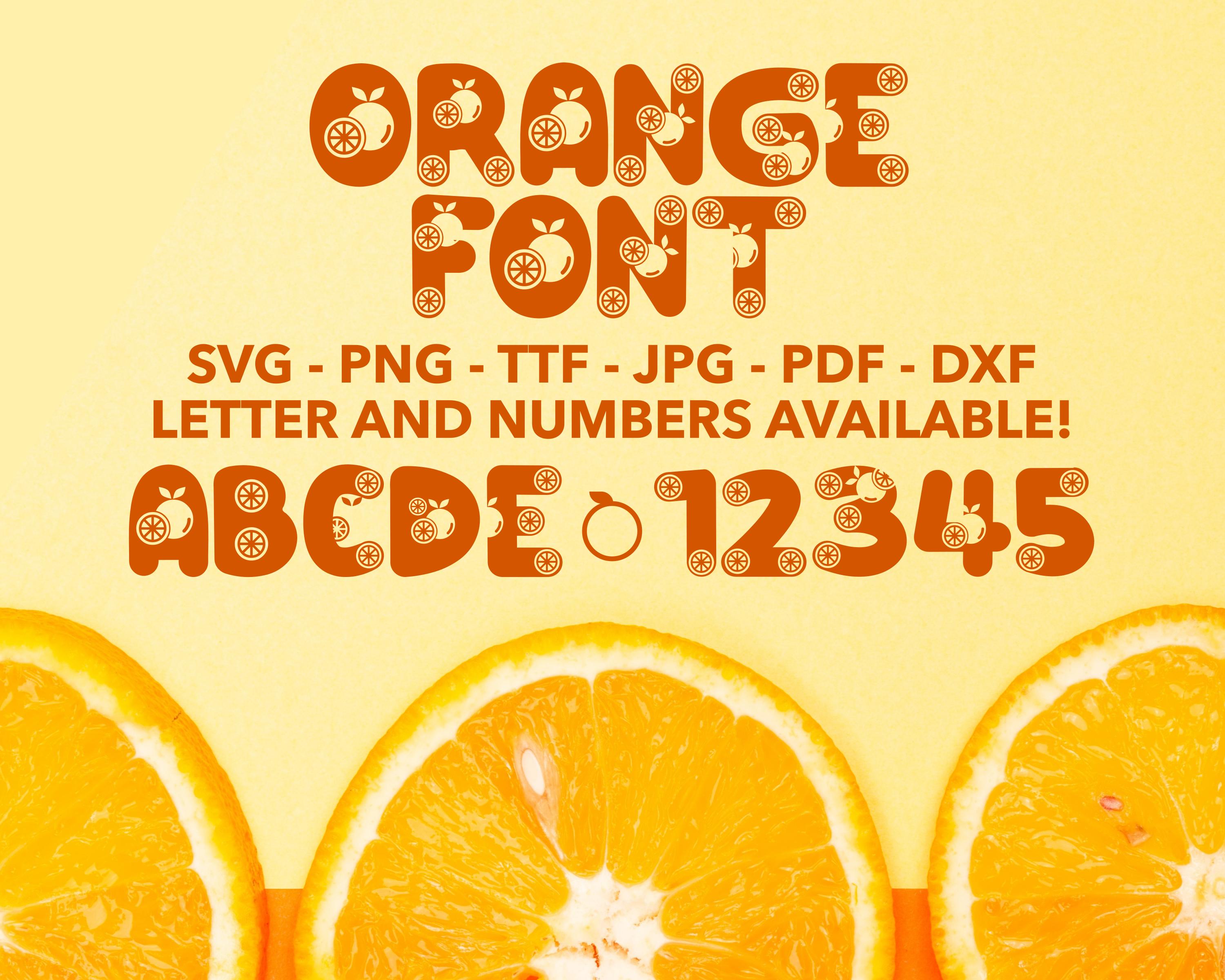 Orange Fruit Font SVG, Orange Alphabet, Fruit Font Clip Art