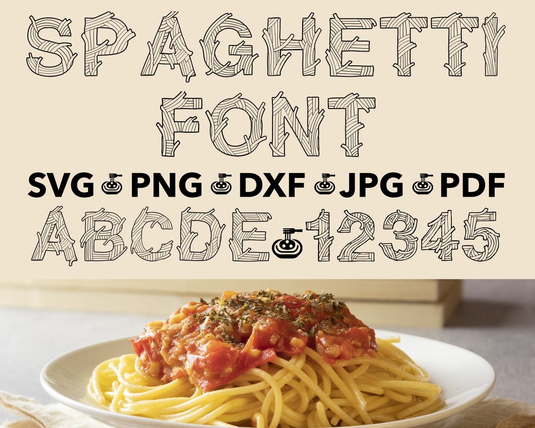 Spaghetti Font SVG Spaghetti Font PNG Pasta Font SVG Spaghetti