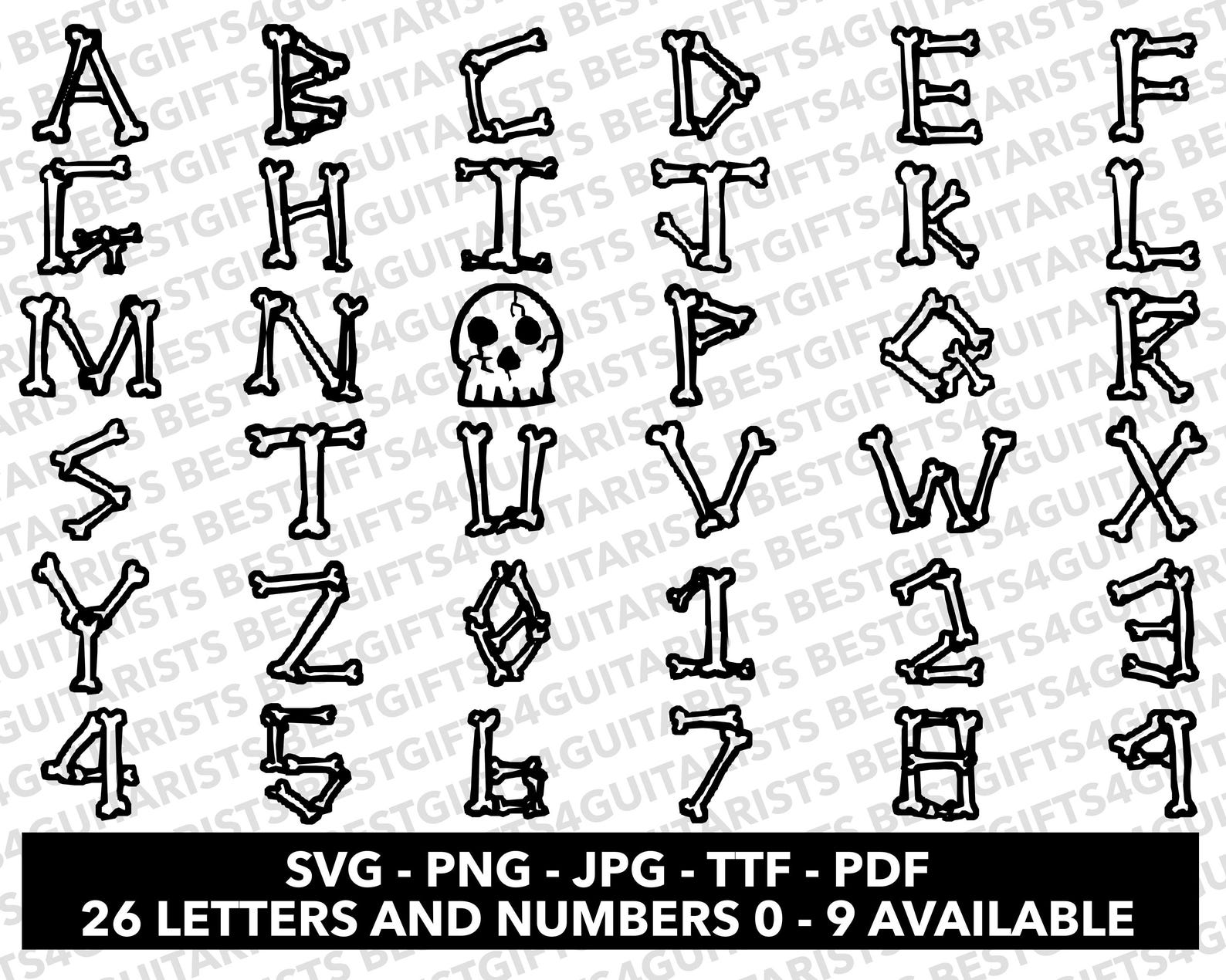 Skeleton Font SVG, Skeleton 2 Font for Canva, Skeleton Font SVG, PNG ...