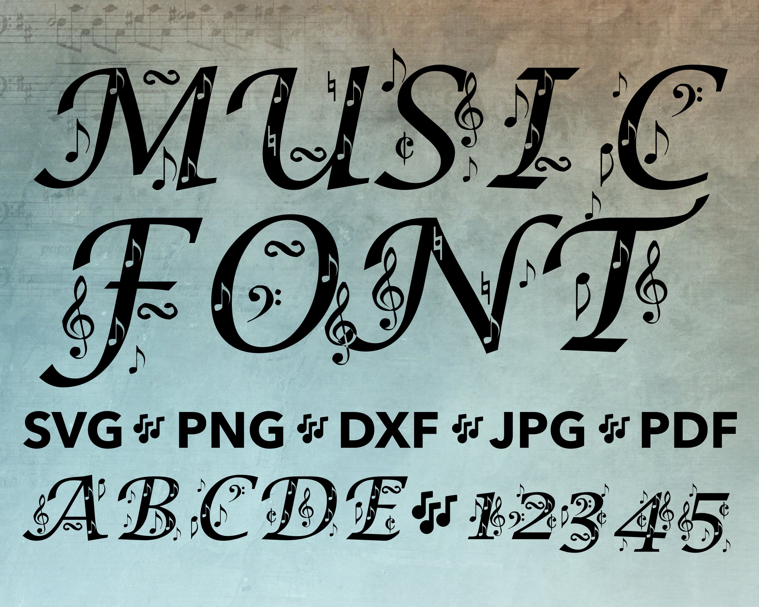 Music Notes Font SVG Music Note Font PNG Symphony Font Etsy