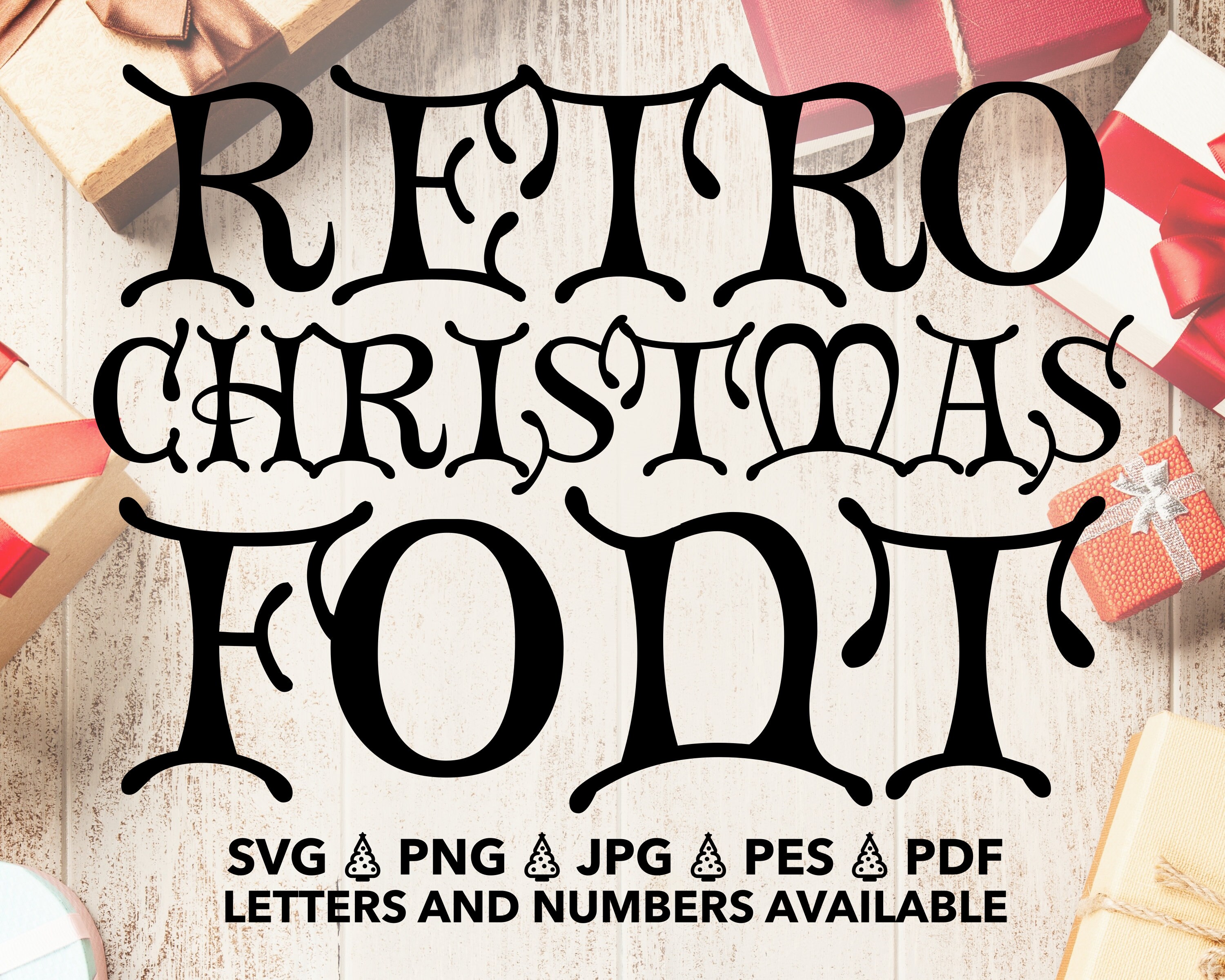 Retro Christmas Font SVG Retro Christmas Font PES Retro Etsy