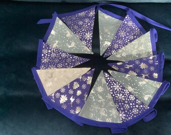 Blue & Silver Christmas Bunting: Festive Holiday Decor (2.8m) Christmas decorations