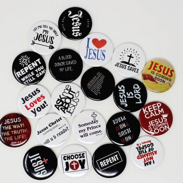 Christian Buttons Round Pins Pinback, Button Pin, Spiritual Badge, Backpack Accessory, Activist gift, Jesus, God, Religion, Bible Quote