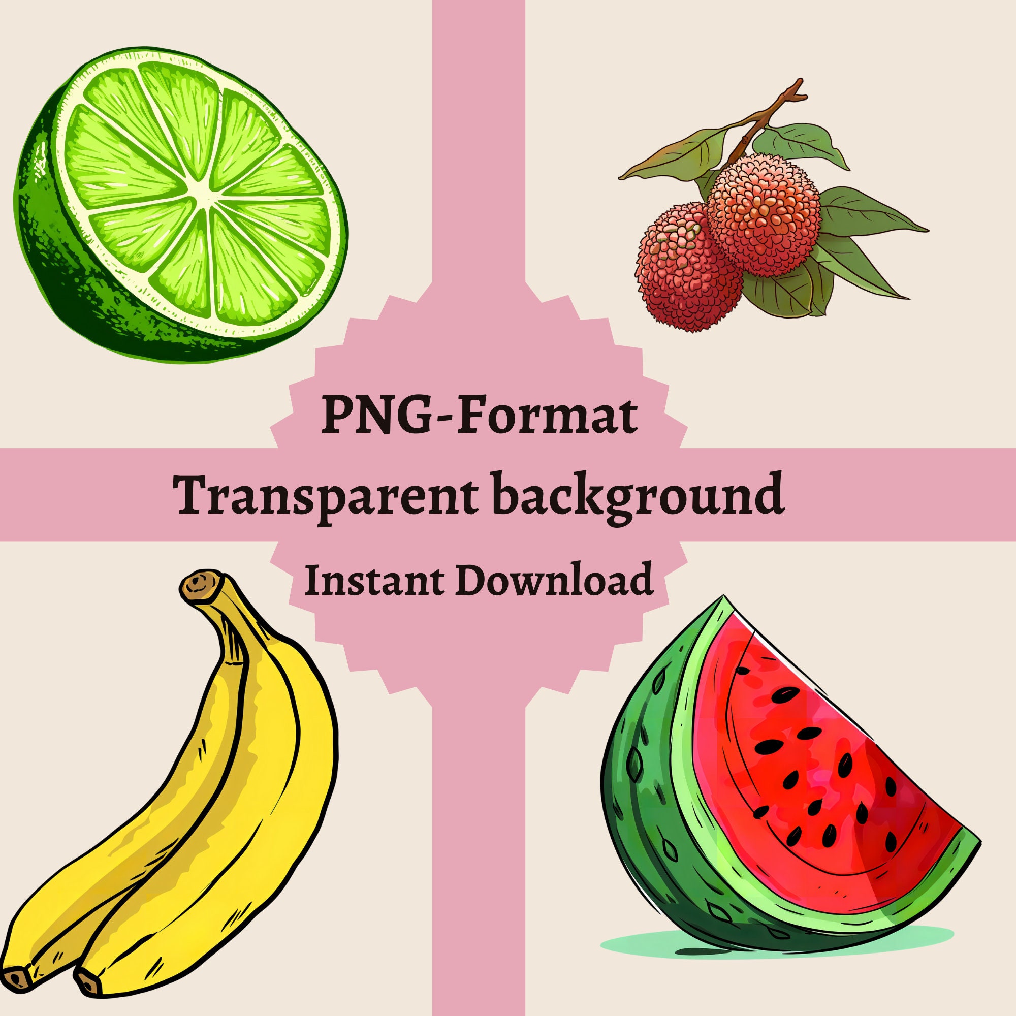 Fruits Clipart - Orange - Lemon - Strawberry - Cherry - Banana - Apple ...