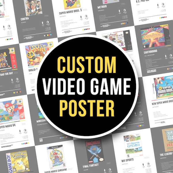 Personalized Video Game Poster - Digital Download - Custom Video Game Poster - Custom Gaming Poster - Gaming Poster - Videogamer Gift