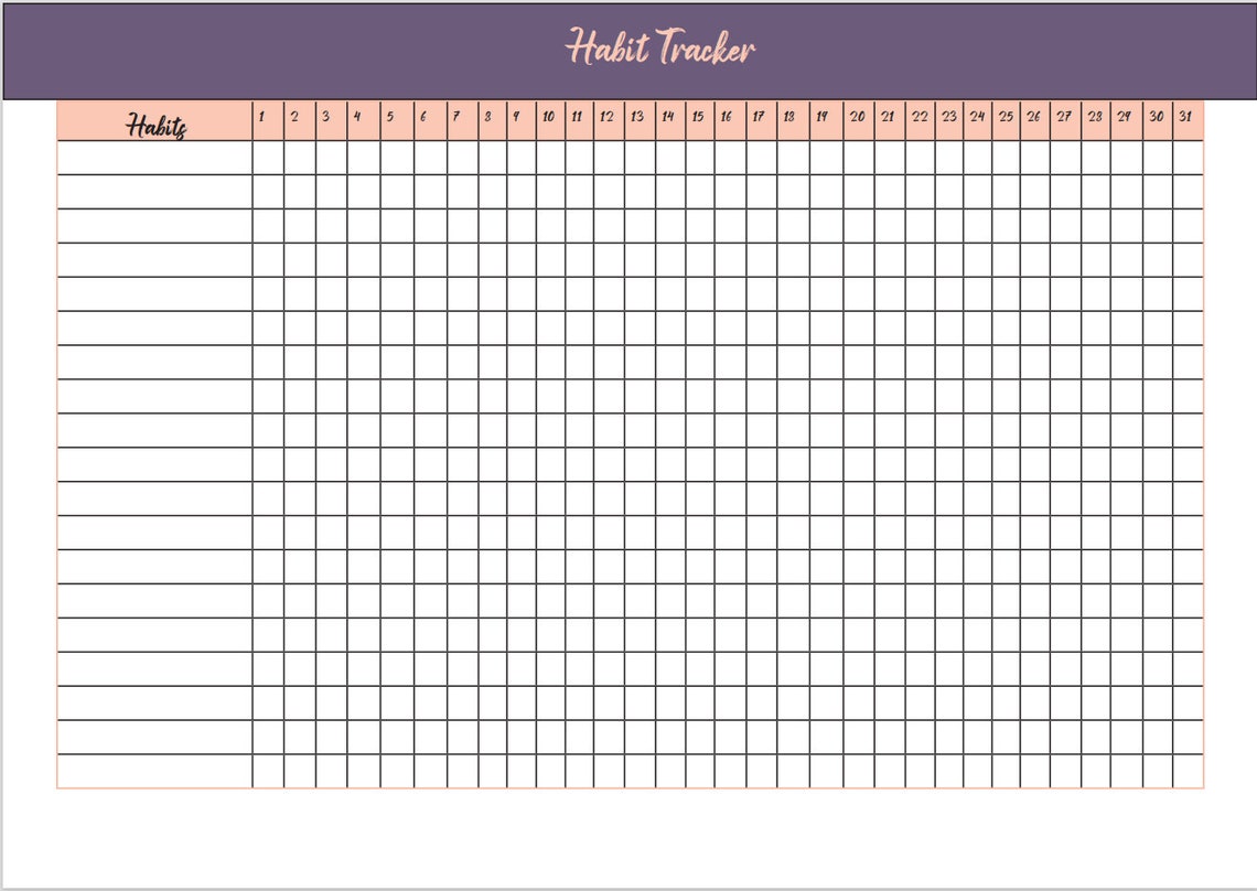 Habit Tracker Template - Etsy