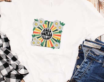 Here Comes the Sun T Shirt voor vrouwen, Travel Beach Vacation Shirt, Sunshine Shirt, Beatles Retro Shirt, Motiverend Shirt, Cadeau voor haar