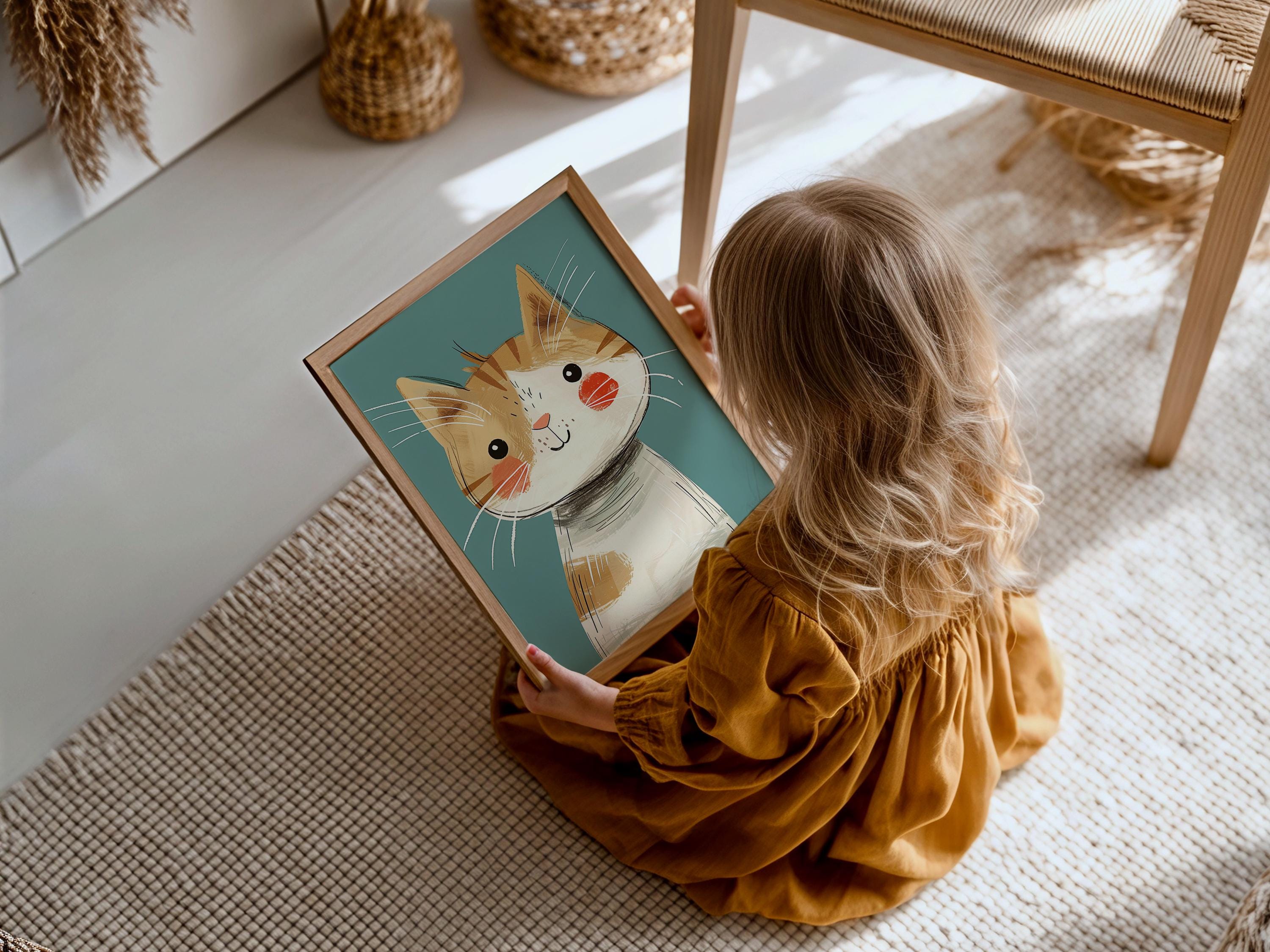 Cat Nursery Art Print, Kitten Printable Wall Poster, Baby Animal Decor ...