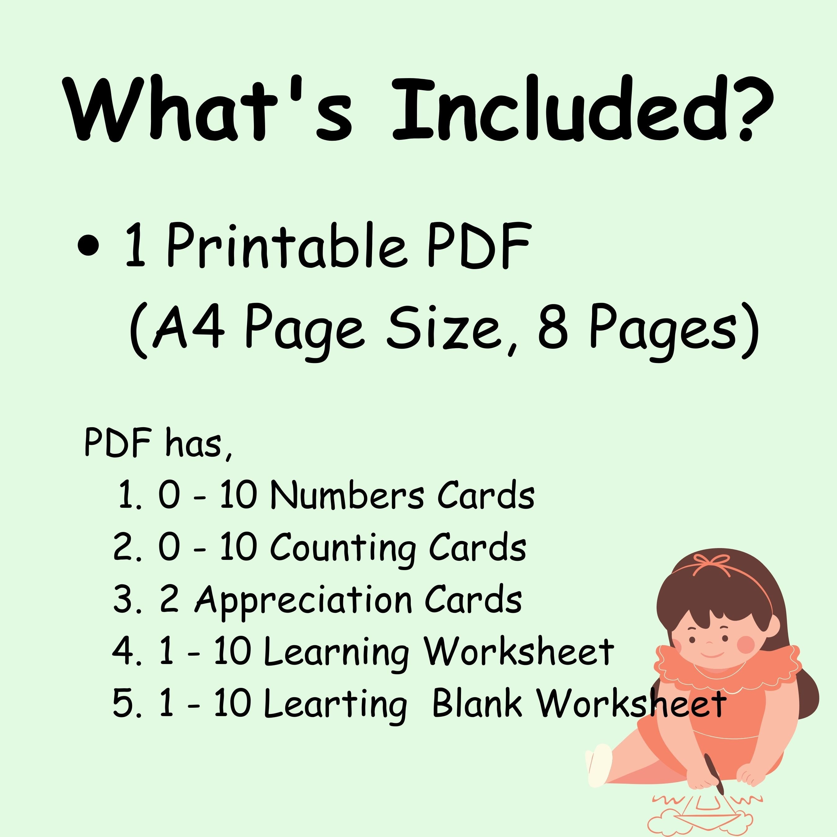Numbers Flash Cards 0 - 10 | Digital Download Kids Flash Cards for ...