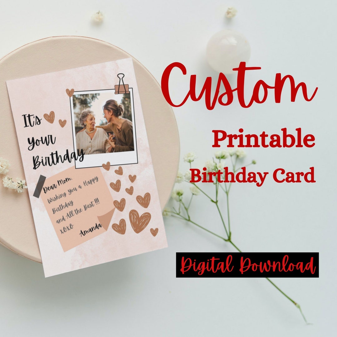Personalized Printable Birthday Card With a Photo Happy Birthday ...