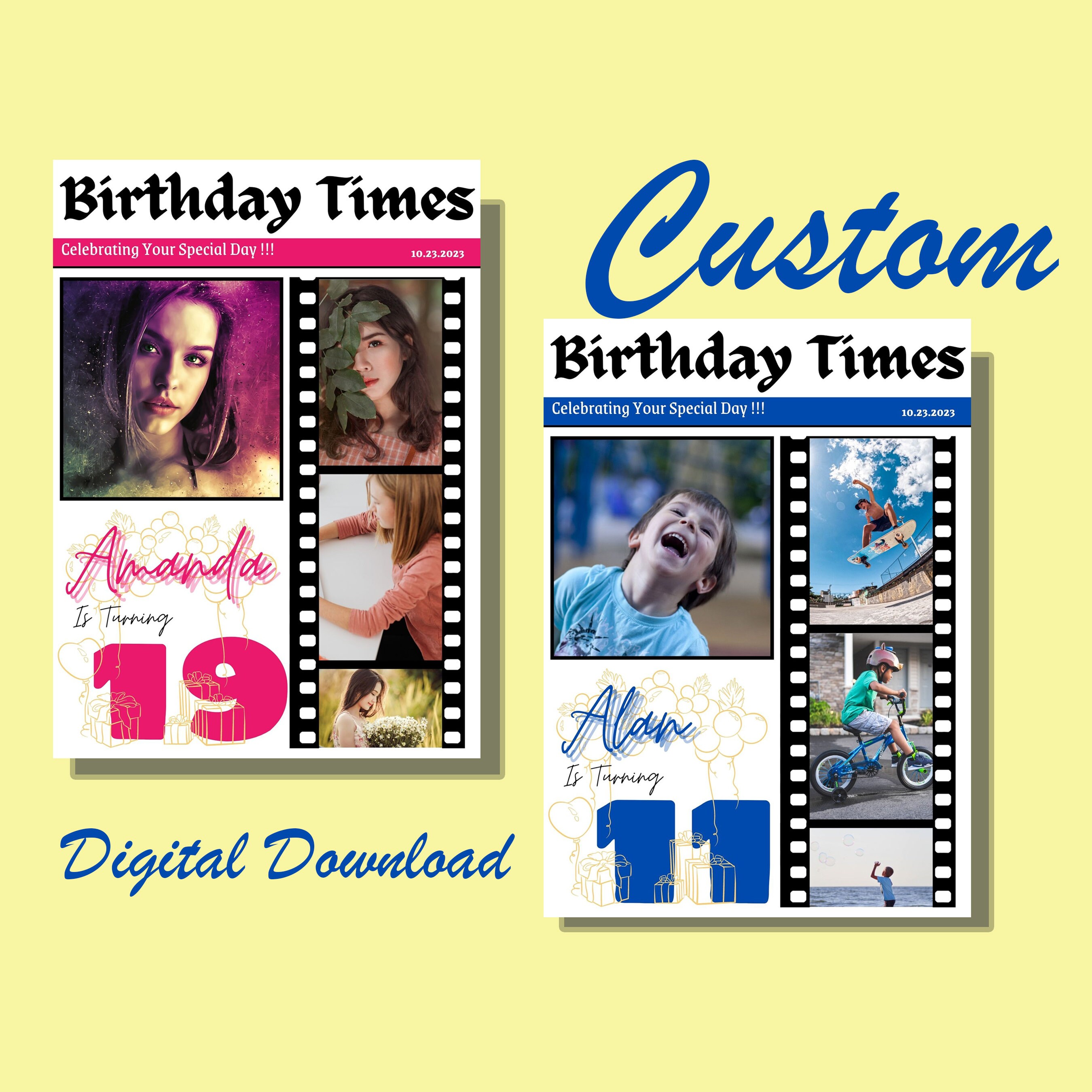 Personalized Printable Birthday Card With Photos Unique Funny Birthday ...