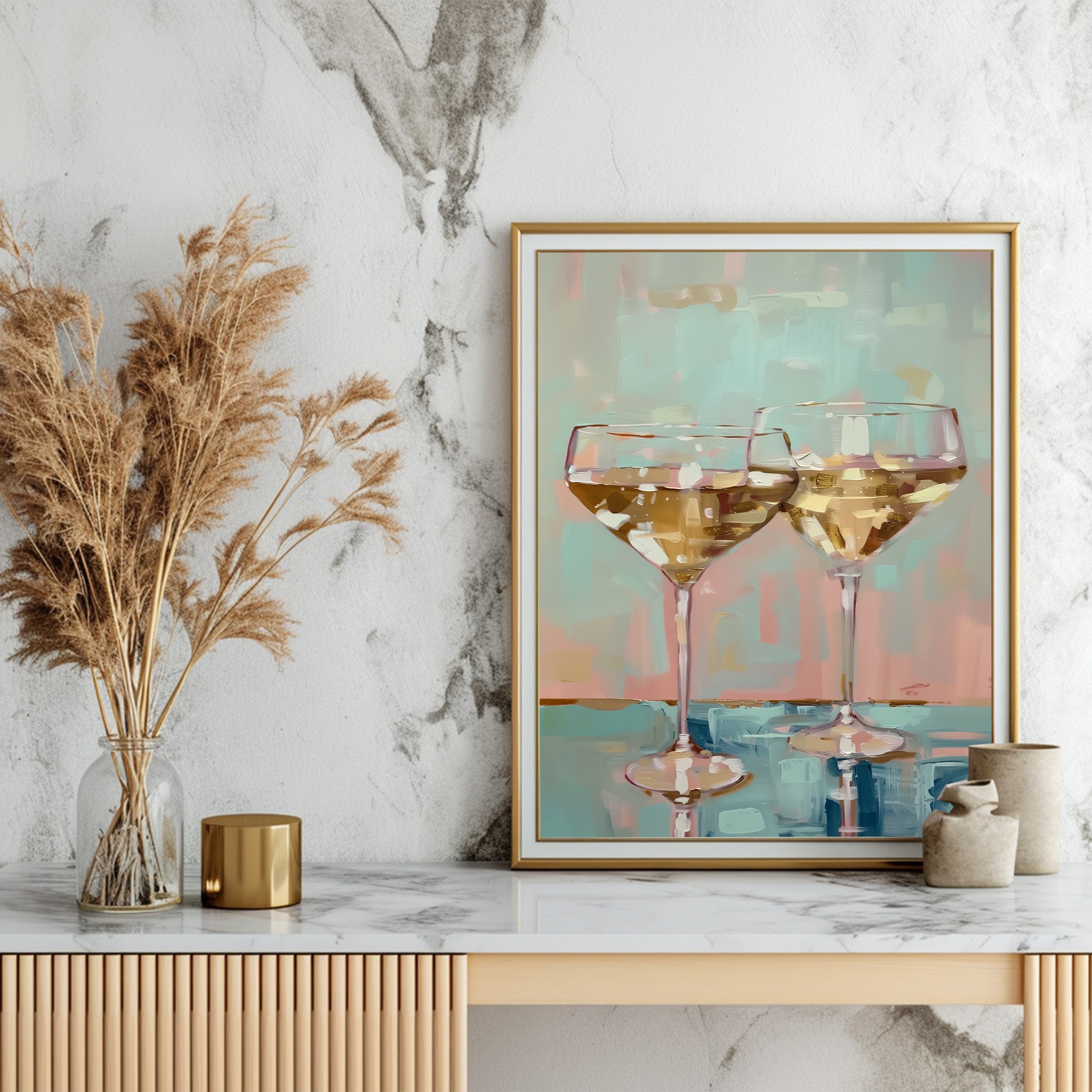 Bar Cart Wall Art Digital Download Cocktail Poster Aesthetic Apartment ...