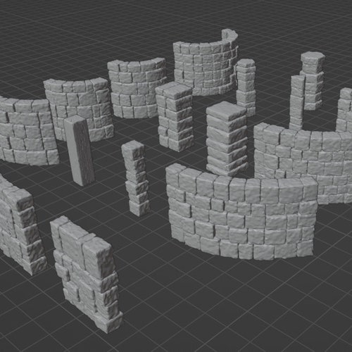 70 piezas de paredes de piedra imprimibles en 3D para DnD, Pathfinder y otros TTRPG
