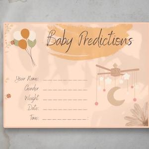 Cartes de prédiction pour bébé - Douche de bébé ou saupoudrer - Tons de terre, Jeu de devinettes simpliste pour bébé - Tons de couleur cuivre/abricot * TÉLÉCHARGEMENT NUMÉRIQUE *