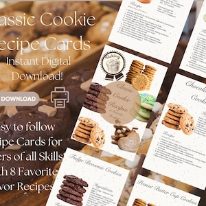 Cookie Recipe Cards – 8 Classic Flavors (Digital Download)