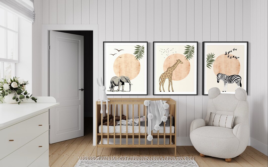 Children's Serengeti Safari Inspired Baby Nursery Wall Art - Giraffe ...