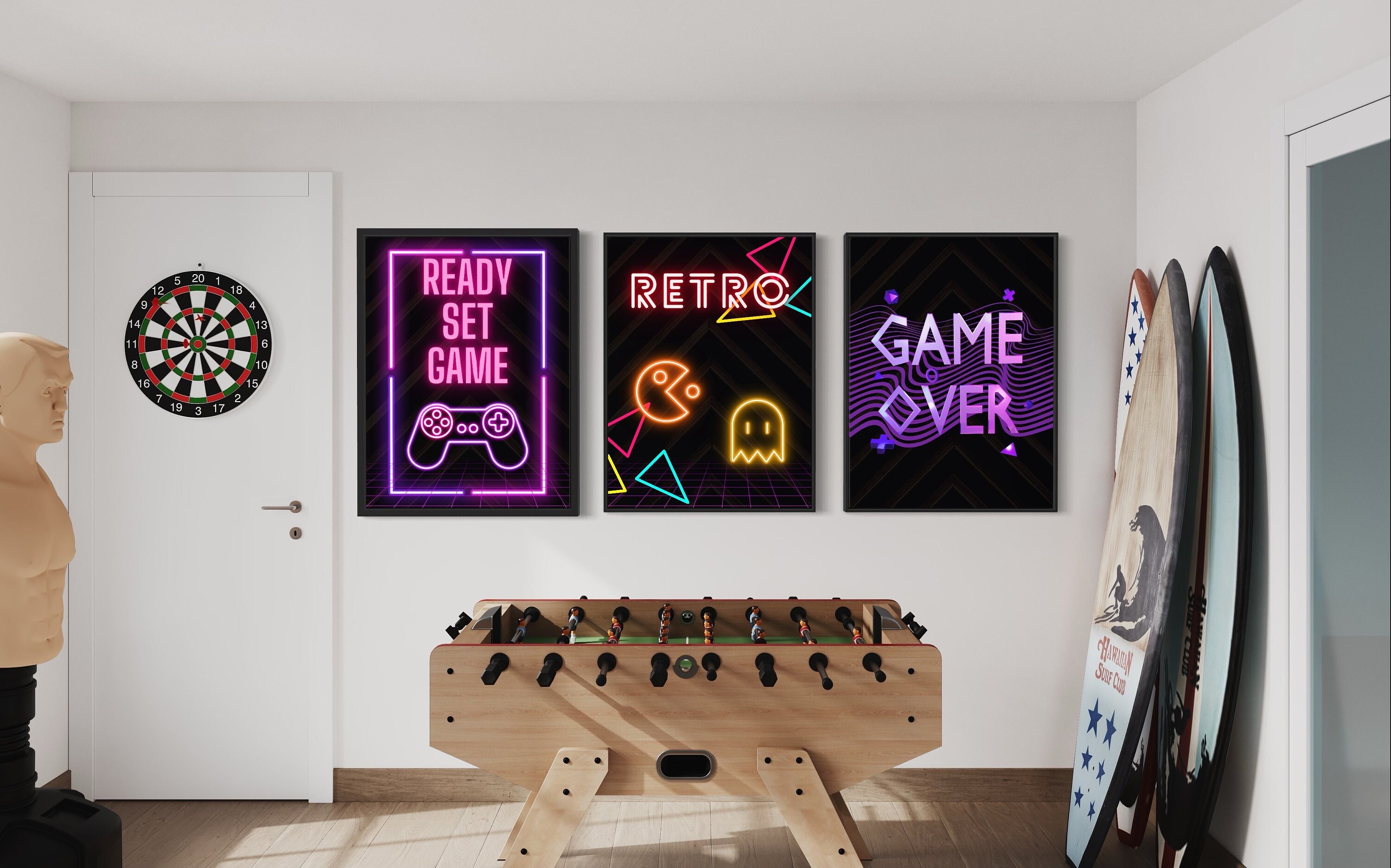 Retro Arcade Posters - Gamer Room Neon Inspired Wall Posters - Gaming ...