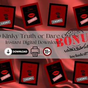 Adult Truth or Dare Card Game (18+) - 100 Card Game with Adult Themes - W/ FREE Bonus Adult Charades Card Game!! - **DIGITAL DOWNLOAD**